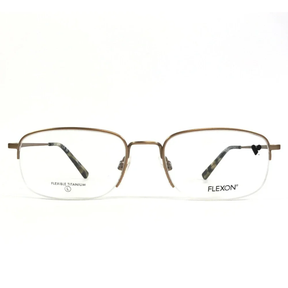 Flexon Eyeglasses Frames H6082 204 Matte Taupe Satin Gold Half Rim 53-19-145